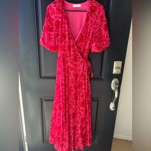 Mango Red Floral Wrap Dress